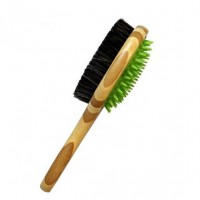 Dog Bathing Brush, Dog Shampoo Brush for Massage Dog Scrubber Cat Brushes for Grooming with Pin & Bristle Bamboo