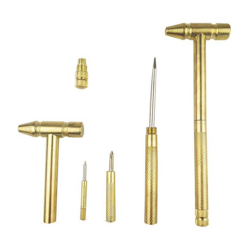 Copper plated small hammer set with 4 screwdrivers